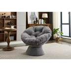 Poltrona Girevole Accent Oversize Okak in ciniglia per Camera da Letto, Comoda Poltrona Papasan per Soggiorno, Appartamento