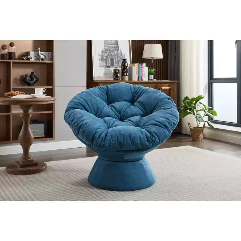 Poltrona Girevole Accent Oversize Okak in ciniglia per Camera da Letto, Comoda Poltrona Papasan per Soggiorno, Appartamento