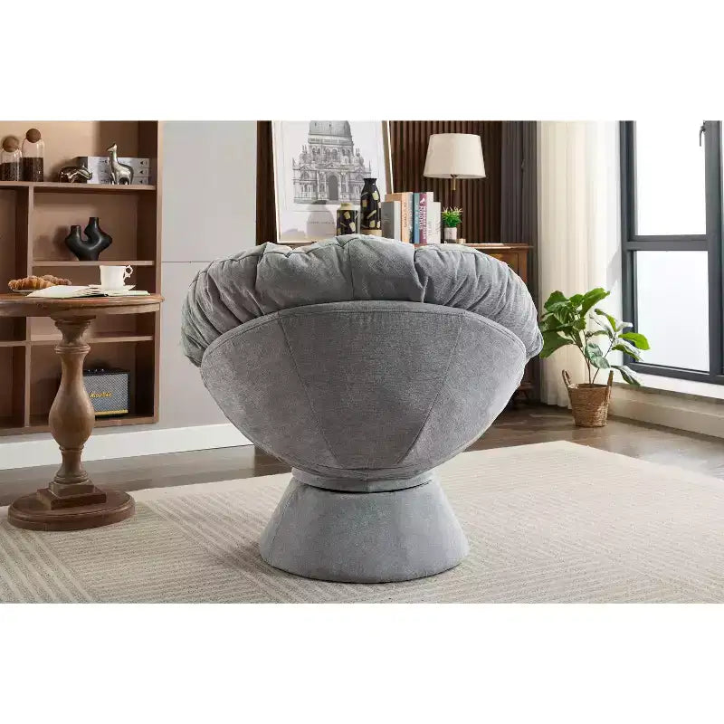 Poltrona Girevole Accent Oversize Okak in ciniglia per Camera da Letto, Comoda Poltrona Papasan per Soggiorno, Appartamento