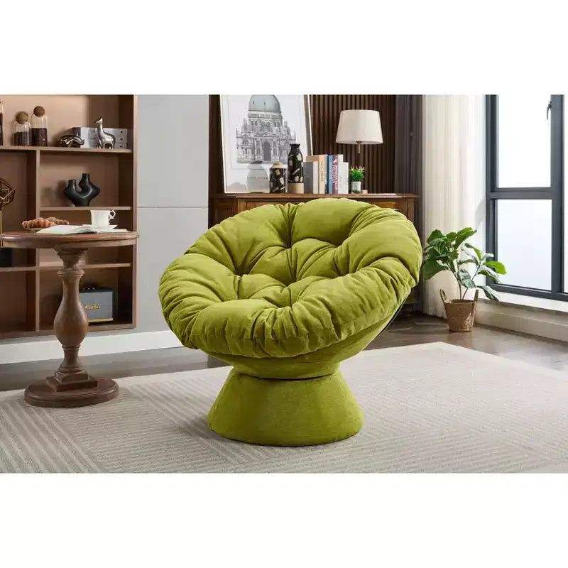 Poltrona Girevole Accent Oversize Okak in ciniglia per Camera da Letto, Comoda Poltrona Papasan per Soggiorno, Appartamento