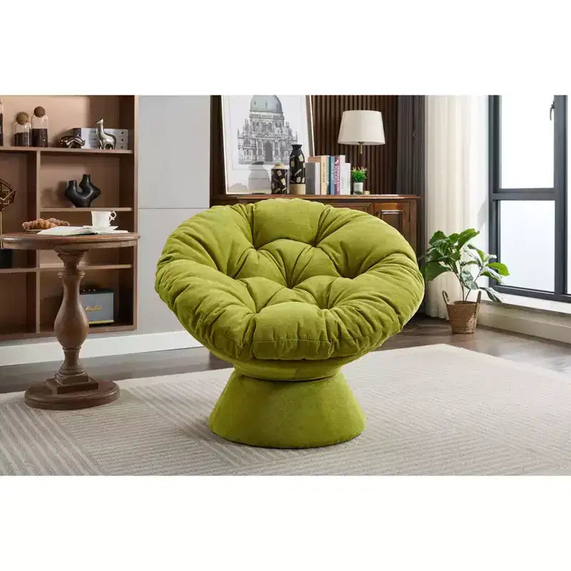 Poltrona Girevole Accent Oversize Okak in ciniglia per Camera da Letto, Comoda Poltrona Papasan per Soggiorno, Appartamento