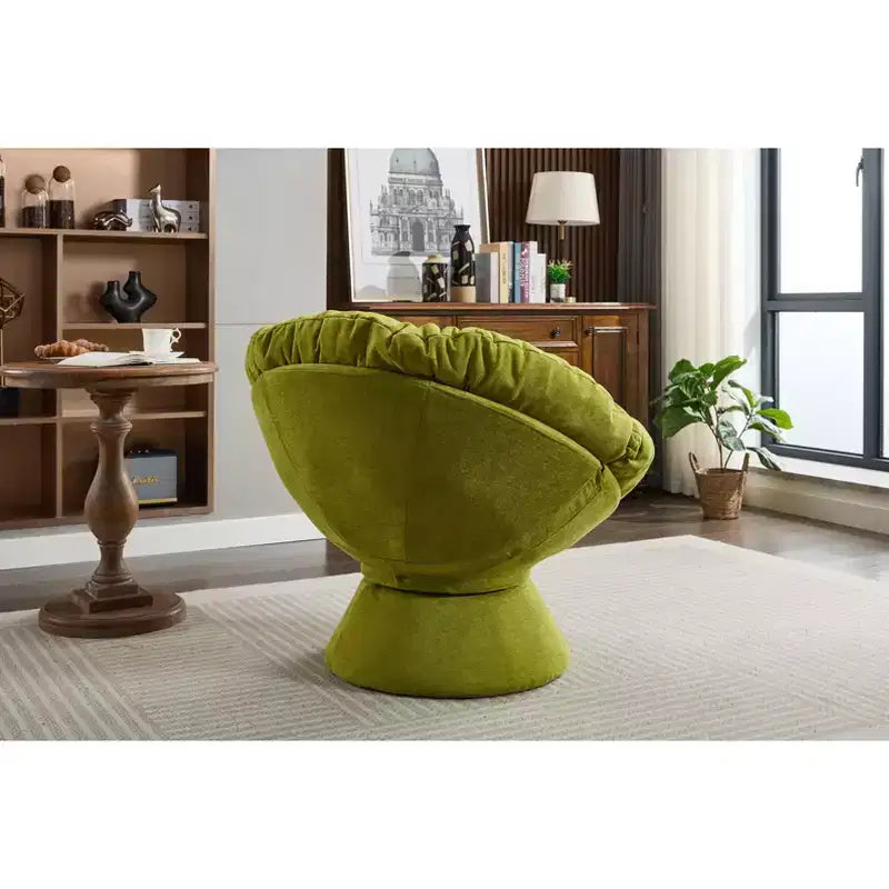 Poltrona Girevole Accent Oversize Okak in ciniglia per Camera da Letto, Comoda Poltrona Papasan per Soggiorno, Appartamento