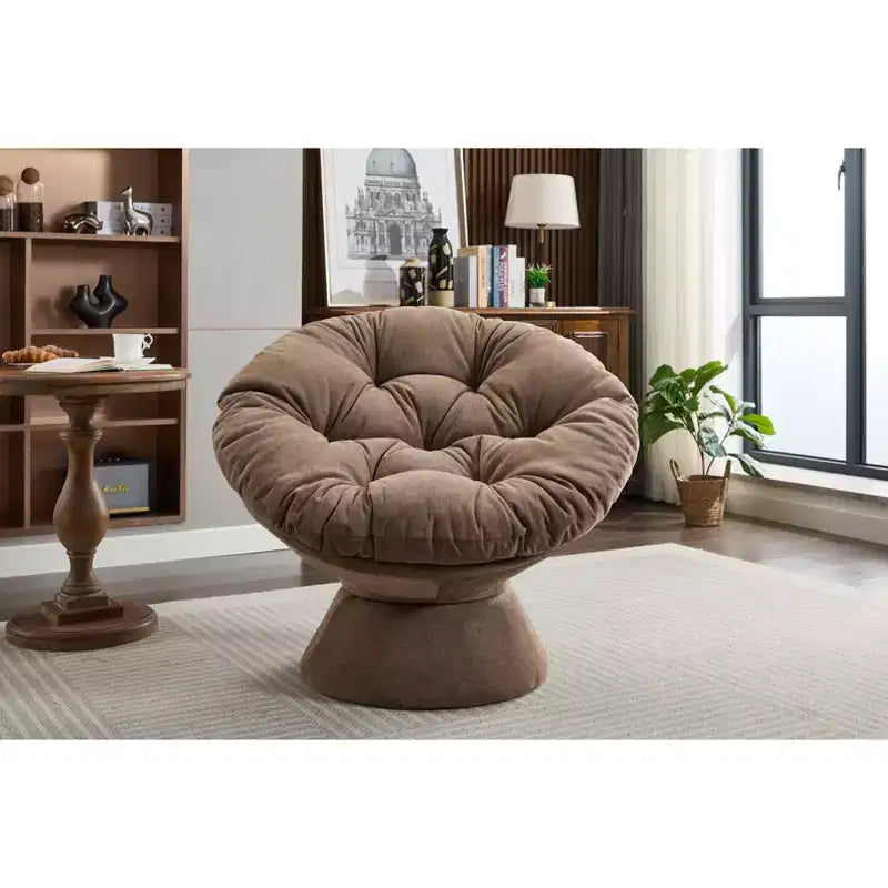 Poltrona Girevole Accent Oversize Okak in ciniglia per Camera da Letto, Comoda Poltrona Papasan per Soggiorno, Appartamento