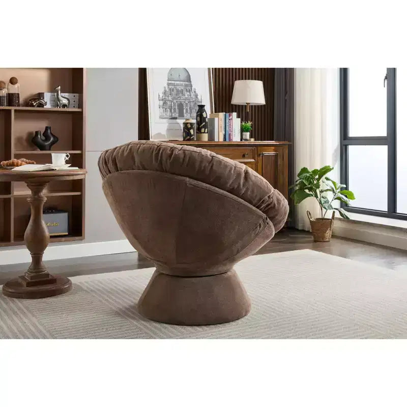 Poltrona Girevole Accent Oversize Okak in ciniglia per Camera da Letto, Comoda Poltrona Papasan per Soggiorno, Appartamento