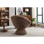 Poltrona Girevole Accent Oversize Okak in ciniglia per Camera da Letto, Comoda Poltrona Papasan per Soggiorno, Appartamento