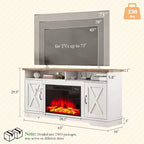 AMERLIFE Mobile TV 63" stile rustico con caminetto da 26", per TV fino a 73", per salotto