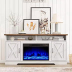AMERLIFE Mobile TV 63" stile rustico con caminetto da 26", per TV fino a 73", per salotto