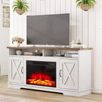 AMERLIFE Mobile TV 63" stile rustico con caminetto da 26", per TV fino a 73", per salotto