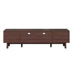 Mobile TV moderno da 75" con ante a chiusura ammortizzata e cassetti in rattan, elegante mobile TV con vano a ribalta, consolle TV in stile rustico, marrone scuro - HABITRIO