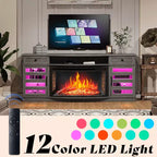 Mobile TV AMERLIFE con camino ricurvo, 70 LED e camino elettrico da 36''