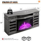 Mobile TV AMERLIFE con camino ricurvo, 70 LED e camino elettrico da 36''