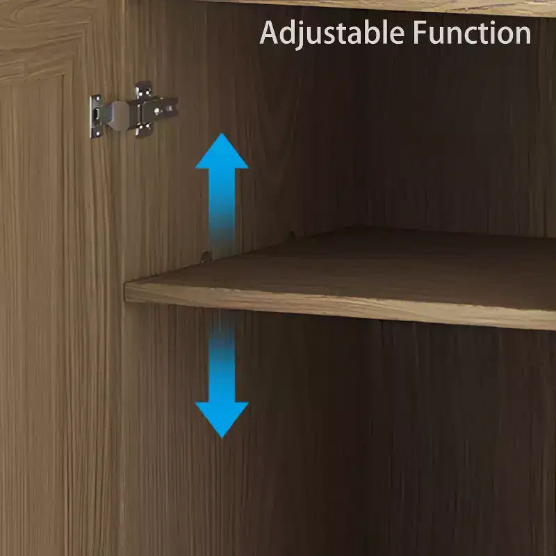 Mobiletto in legno 62x31x16 cm in colore naturale, organizer contenitore con ripiani regolabili per cucina, camera da letto, ingresso, soggiorno, sala da pranzo