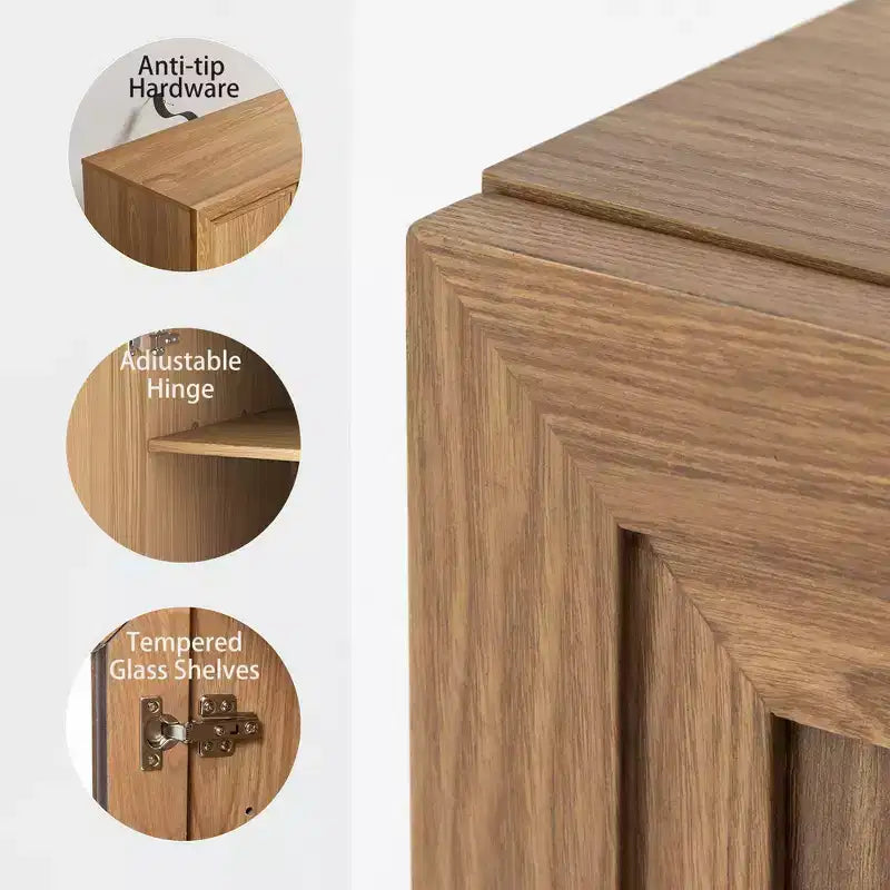 Mobiletto in legno 62x31x16 cm in colore naturale, organizer contenitore con ripiani regolabili per cucina, camera da letto, ingresso, soggiorno, sala da pranzo