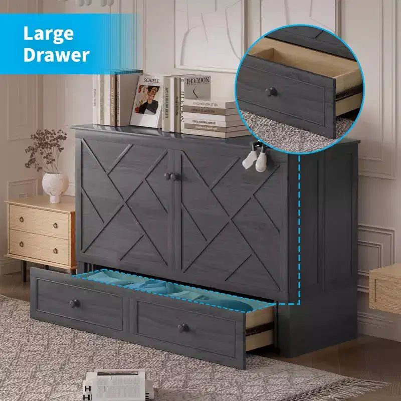 Mjkone Murphy Letto Contenitore Queen Size con Materasso e Spazio di Archiviazione