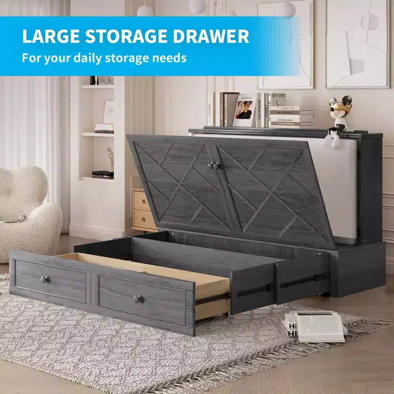 Mjkone Murphy Letto Contenitore Queen Size con Materasso e Spazio di Archiviazione