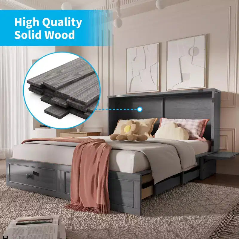 Mjkone Murphy Letto Contenitore Queen Size con Materasso e Spazio di Archiviazione