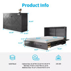 Mjkone Murphy Letto Contenitore Queen Size con Materasso e Spazio di Archiviazione