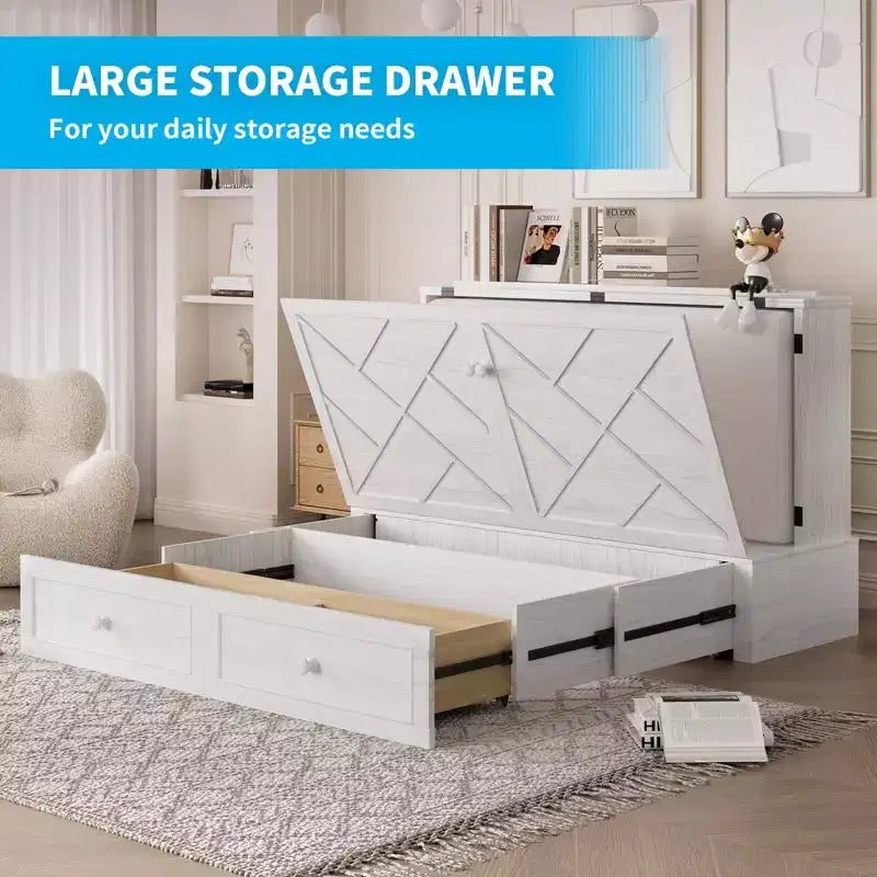 Mjkone Murphy Letto Contenitore Queen Size con Materasso e Spazio di Archiviazione