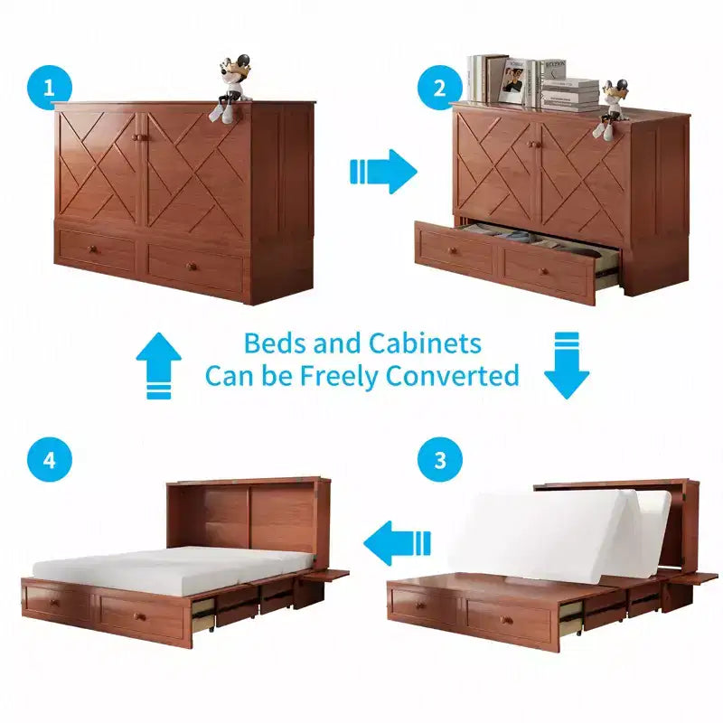 Mjkone Murphy Letto Contenitore Queen Size con Materasso e Spazio di Archiviazione