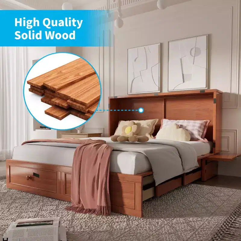 Mjkone Murphy Letto Contenitore Queen Size con Materasso e Spazio di Archiviazione