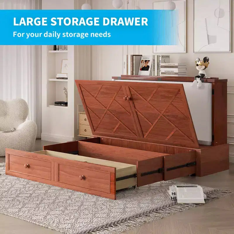 Mjkone Murphy Letto Contenitore Queen Size con Materasso e Spazio di Archiviazione