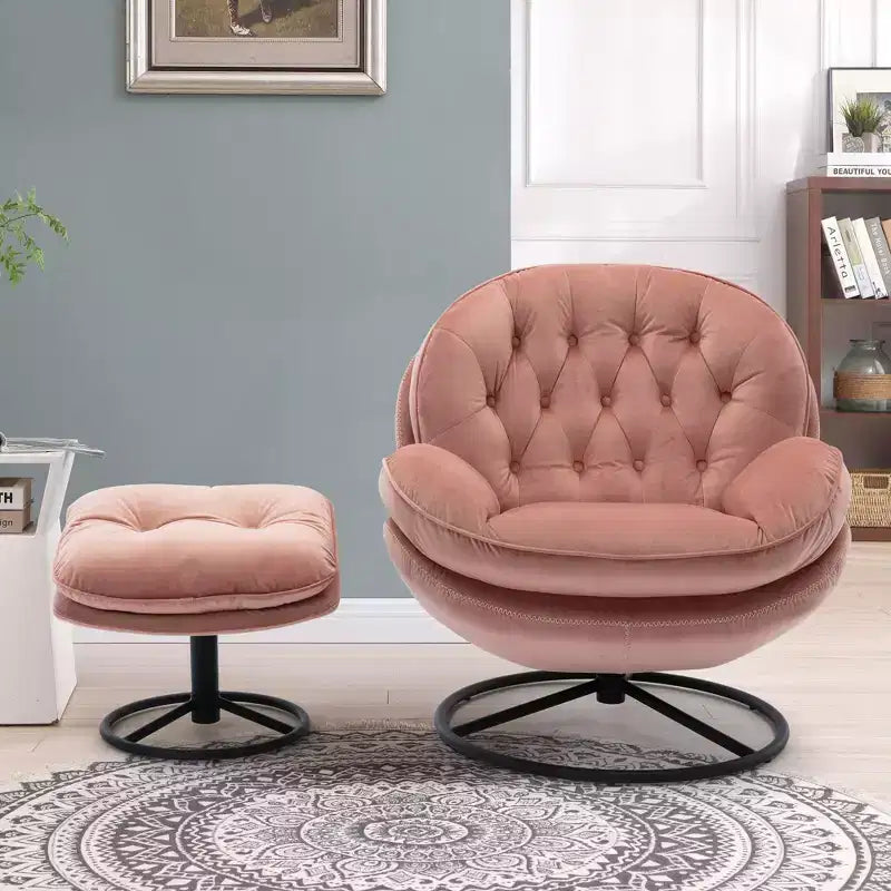 Okak Poltroncine moderne per camera da letto con pouf, poltrona relax con seduta imbottita