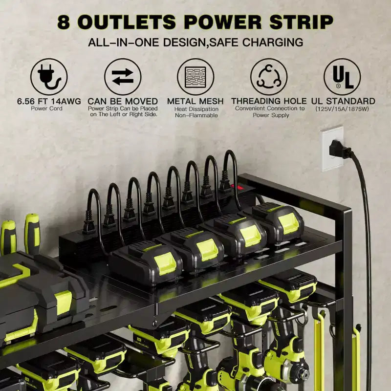 Organizzatore portautensili elettrici resistente Hausource con stazione di ricarica 8 posti per trapani regolabile