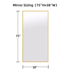 Specchio ad arco a figura intera, specchio da terra 71x31 con staffe, specchio a figura intera temperato e intaglio in legno rimovibile per camera da letto e soggiorno, nero
