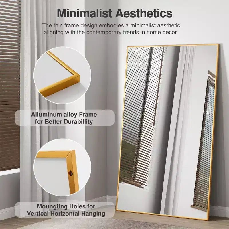 Specchio ad arco a figura intera, specchio da terra 71x31 con staffe, specchio a figura intera temperato e intaglio in legno rimovibile per camera da letto e soggiorno, nero