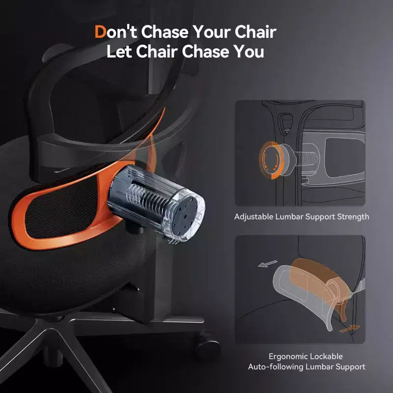 Sedia da scrivania ergonomica Newtral con supporto lombare completamente adattivo - Bracciolo pieghevole 3D