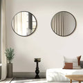 24x24 Round Bathroom Mirror with Aluminum Alloy Frame, Wall Mounted Vanity Mirror for Bedroom Living Room Entryway, Black