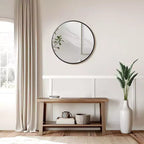 Specchio da bagno rotondo 24x24 con cornice in lega di alluminio, specchio da parete per camera da letto, soggiorno, ingresso, nero
