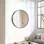 Specchio da bagno rotondo 24x24 con cornice in lega di alluminio, specchio da parete per camera da letto, soggiorno, ingresso, nero