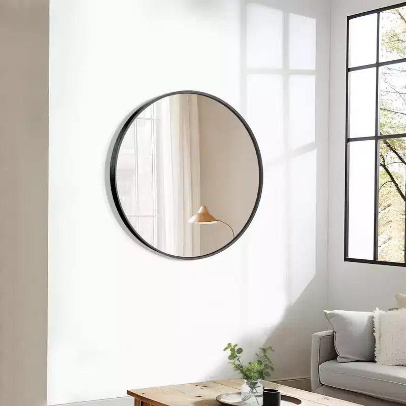 Specchio da bagno rotondo 24x24 con cornice in lega di alluminio, specchio da parete per camera da letto, soggiorno, ingresso, nero