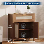 Credenza da Buffet con 2 Ante e Cassetto, Ampia Credenza Rattan per Tavolo da Caffè con Ripiani Regolabili, Tavolo per Caffetteria per Cucina