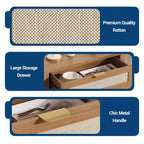 Credenza da Buffet con 2 Ante e Cassetto, Ampia Credenza Rattan per Tavolo da Caffè con Ripiani Regolabili, Tavolo per Caffetteria per Cucina