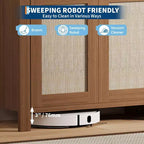 Credenza da Buffet con 2 Ante e Cassetto, Ampia Credenza Rattan per Tavolo da Caffè con Ripiani Regolabili, Tavolo per Caffetteria per Cucina