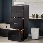 Schedario verticale Karl Home con 3 cassetti in MDF nero 39 cm L