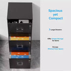 Schedario verticale Karl Home con 3 cassetti in MDF nero 39 cm L