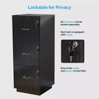 Schedario verticale Karl Home con 3 cassetti in MDF nero 39 cm L