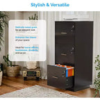Schedario verticale Karl Home con 3 cassetti in MDF nero 39 cm L