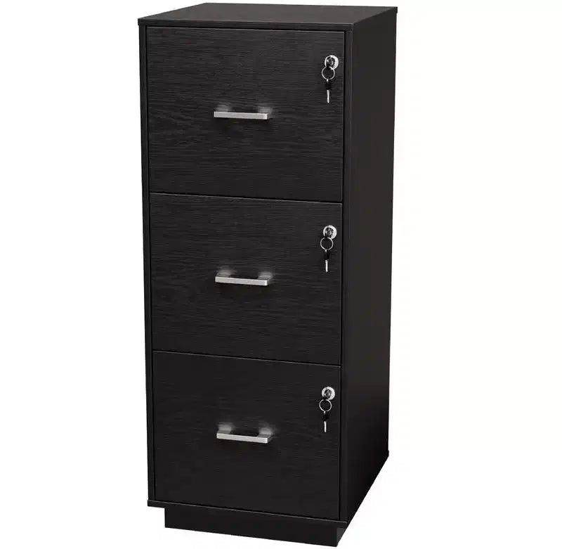 Schedario verticale Karl Home con 3 cassetti in MDF nero 39 cm L