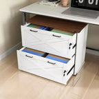 Karl Home Armadietto portadocumenti laterale a 2 cassetti, bianco, in truciolato, larghezza 80 cm