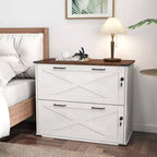 Karl Home Armadietto portadocumenti laterale a 2 cassetti, bianco, in truciolato, larghezza 80 cm