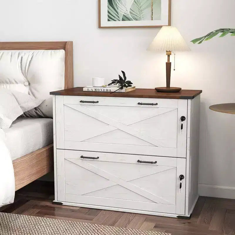 Karl Home Armadietto portadocumenti laterale a 2 cassetti, bianco, in truciolato, larghezza 80 cm