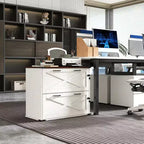 Karl Home Armadietto portadocumenti laterale a 2 cassetti, bianco, in truciolato, larghezza 80 cm