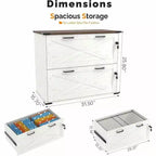 Karl Home Armadietto portadocumenti laterale a 2 cassetti, bianco, in truciolato, larghezza 80 cm