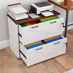 Karl Home Armadietto portadocumenti laterale a 2 cassetti, bianco, in truciolato, larghezza 80 cm