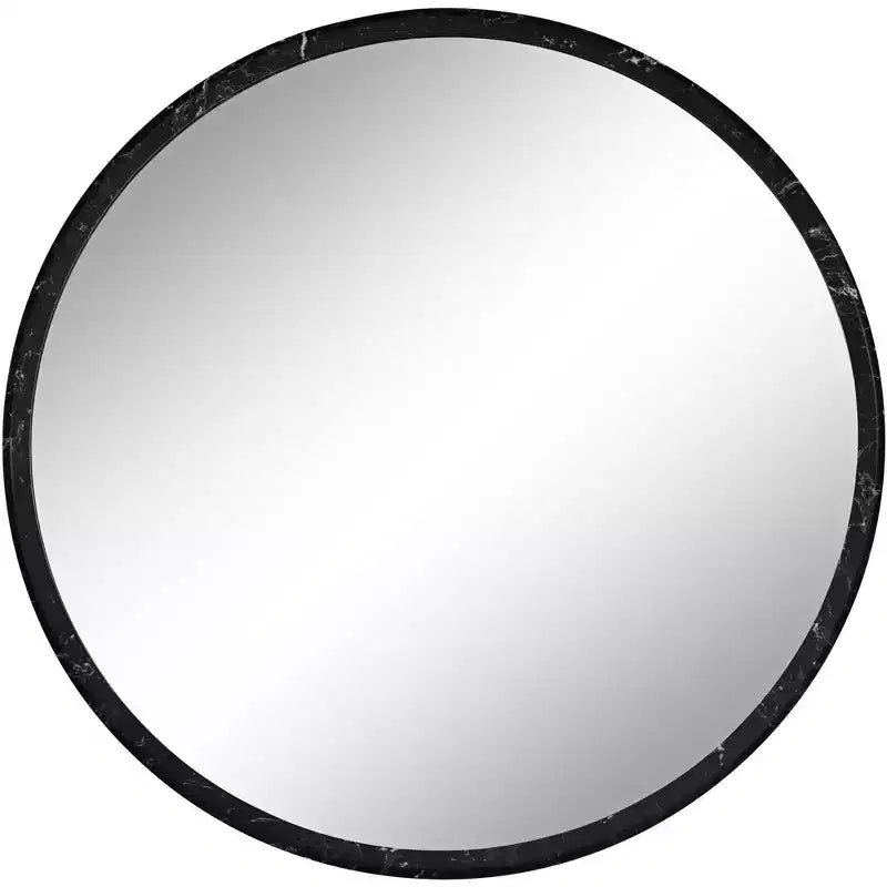 Possini Euro Design Possini Euro Harriet 34 Wide Black Faux Marble Round Wall Mirror