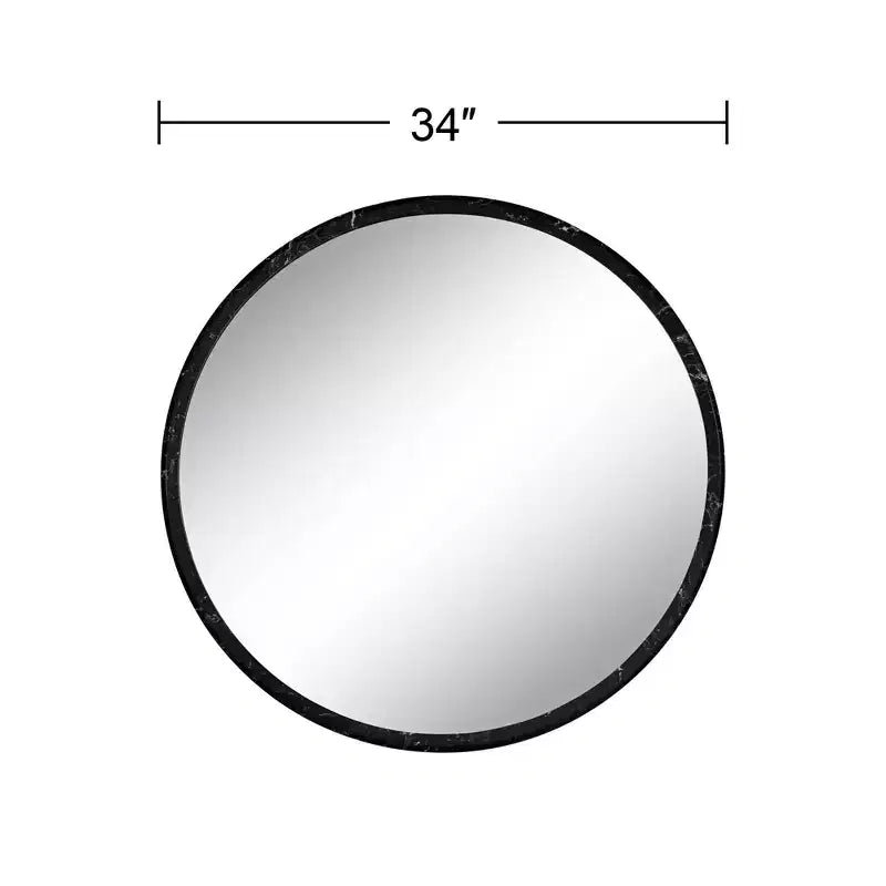 Specchio da parete rotondo Possini Euro Design Possini Euro Harriet da 34 pollici in finto marmo nero